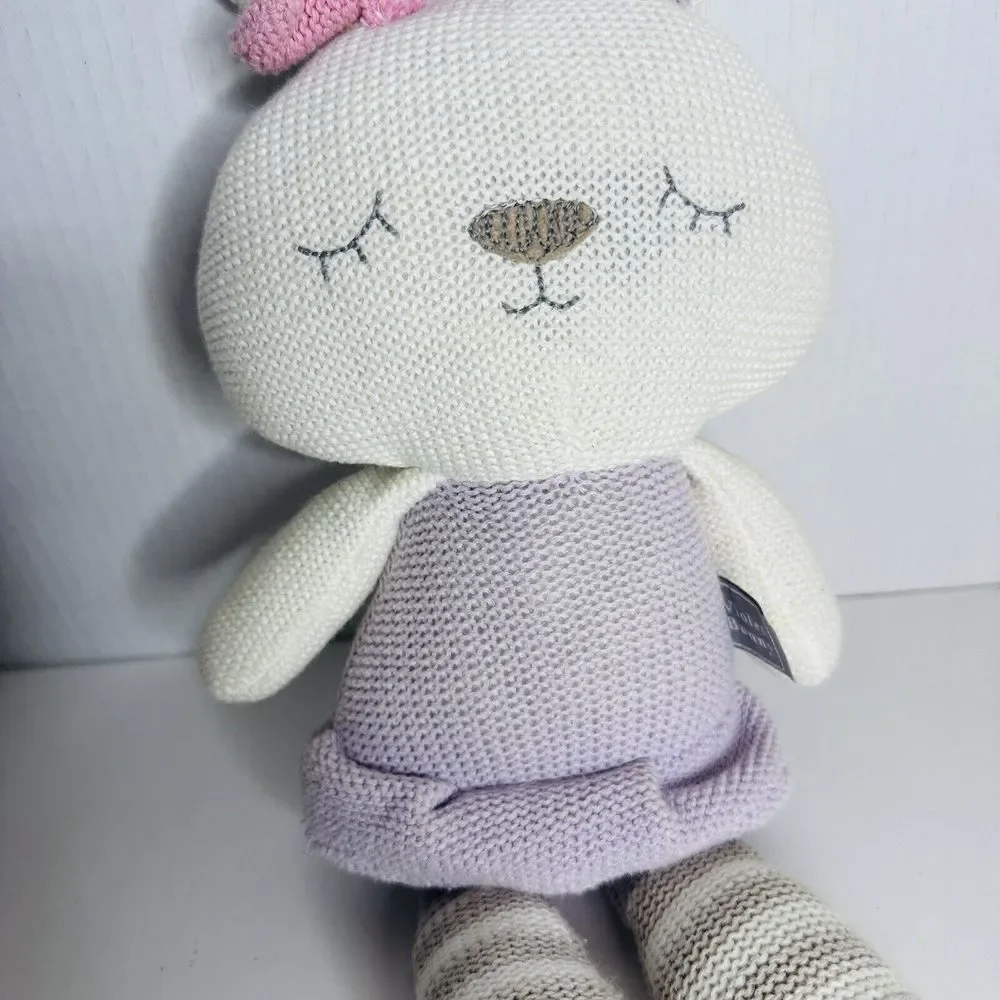 Knit Baby Bunny Rabbit Plush Living Textiles‎ Thermal Rattle 16 Inches 2017